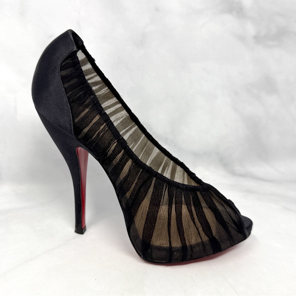Christian Louboutin Vintage Fetilo 120 Pleated Silk Stiletto Heel Platform Pumps